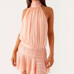 Elegant Peach Halter Dress